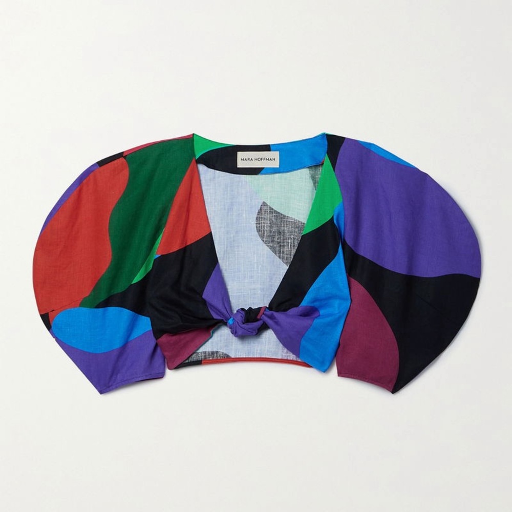 MARA HOFFMAN RAYA Tie Front Cropped Top Size 4 NWT - Picture 2 of 8